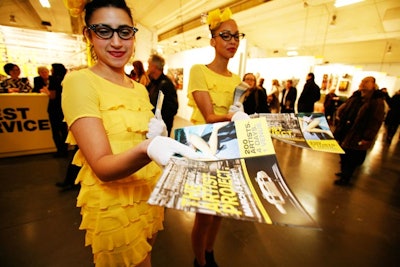 Staffers wore vintage yellow dresses.