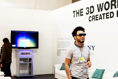 Guests donned special glasses to view 3-D artwork in the Sony Lounge.