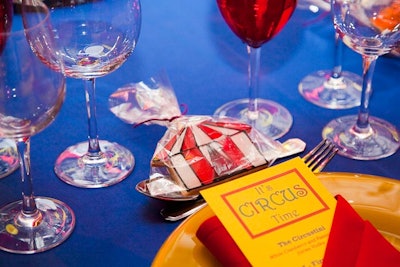 Party Rentals Ltd. provided the primary-color-hued table settings. Each guests received a big top-inspired cookie.