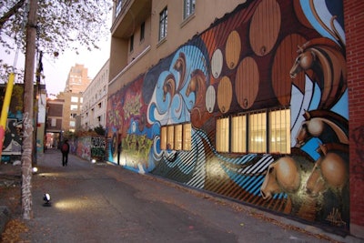 Winemaker Graffigna's mural by Buenos Aires street artist Jaz