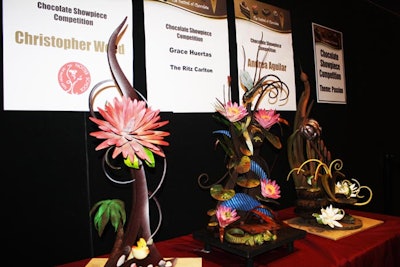 A chocolate showpiece competition took place Saturday. Judges represented the Waldorf-Astoria Orlando, Notter School of Pastry Arts, and Loews Royal Pacific Resort.