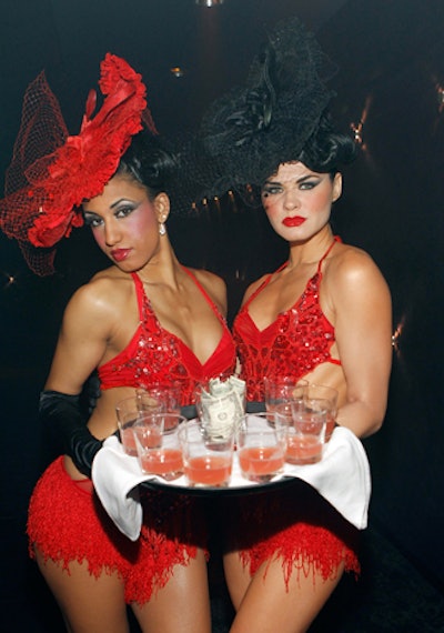 Costumed servers passed drinks at a party at Haze Nightclub at Aria Resort & Casino on day one.