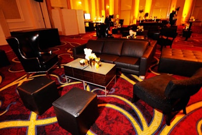 Cort filled the ballroom with sleek black lounge furniture.