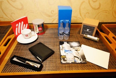 Select members of the media stayed at the hotel on Sunday and Monday nights in conjunction with the grand opening gala. In their rooms, they received gifts from Grey Goose vodka, Illy coffee, and a house-made spice rub from the kitchen of the JW Marriott.