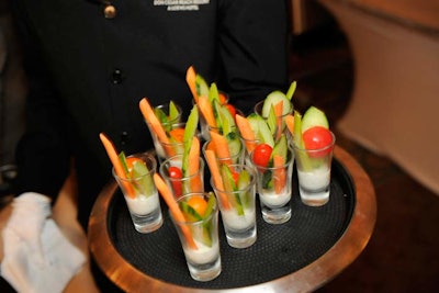 The menu included childhood favorites such as fresh vegetables and ranch dressing, presented in a shot glass for a more sophisticated look.