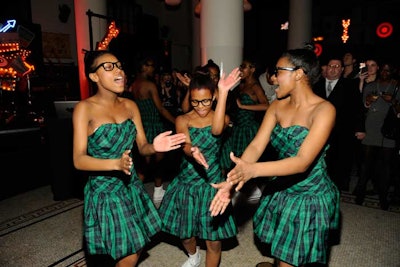To advertise its partnership with Target, Opening Ceremony produced a video for the Go International Designer Collective featuring the Bad News step team from Wings Academy in the Bronx. The troupe showed off their dance moves at the launch, wearing Luella Bartley-designed dresses from the collection.