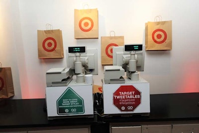 In the temporary registration area, Target encouraged the event's attendees to tweet and visit its Facebook page dedicated to in-store fashion.