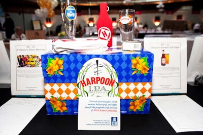 A silent auction included a gift package from Harpoon Brewery.