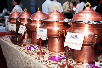 Indian restaurant Mela served a sampling of meatballs in copper crocks.