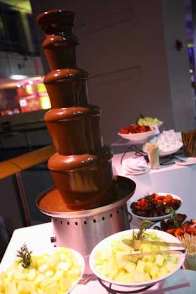A chocolate fountain in the reception area drew a continual line.