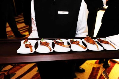 Passed hors d'oeuvres and a four-course dinner were provided by the Ritz Carlton's on-site catering team.