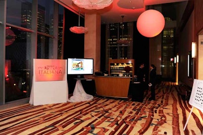 At the entrance, illuminated red orbs encouraged guests to look up and take in the room's impressive views.