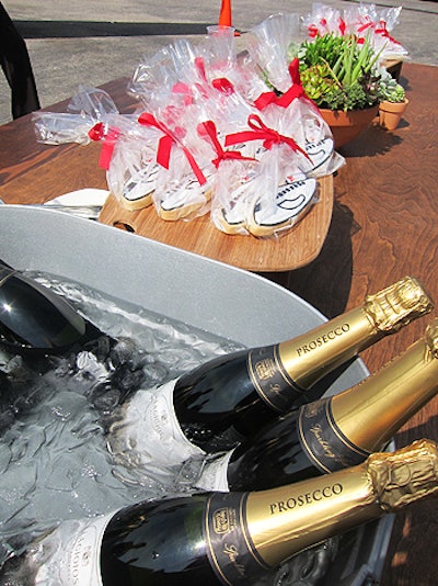 Prosecco on ice provided the double function of calming nerves and celebrating the JetSuite brand.