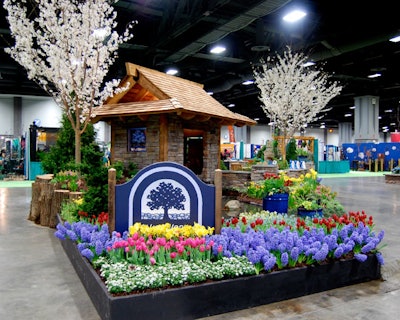 Wildwood Landscape designed a flower display with various colors of hyacinth, roses, and tulips.