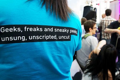 Staffers at some events sported shirts promoting AOL's different content properties.