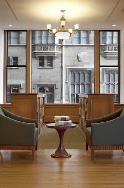 The library offers views of Michigan Avenue and Millennium Park.