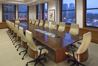 The southeast conference room can hold meetings for 16.