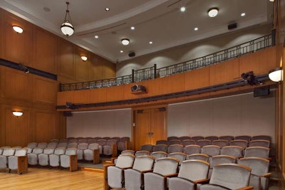 The lecture hall seats 70 on the main level and 40 in the balcony.