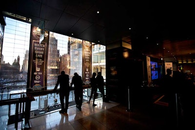 A large component of the Turner Sports initiative was the 'bracket lounge' inside the Time Warner Center. Opened on March 14, the promotional consumer space will remain in place through Friday, in time for the conclusion of the regional semifinals, otherwise known as the 'Sweet 16.'