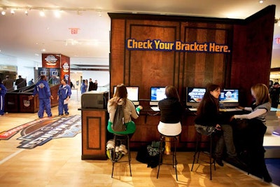 The lounge also held two stations, each equipped with four computers, where consumers could register to fill out their brackets.
