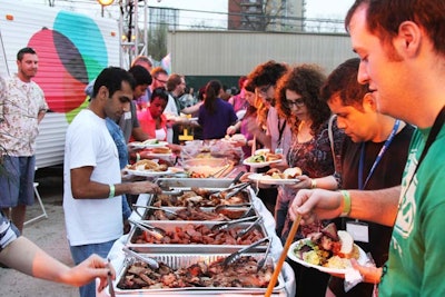 HP's mobile park had lots of barbecue on hand for guests during its parties and happy hours.