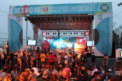 A stage at the HP mobile park hosted bands before and during the music portion of the festival.