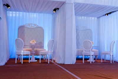White seating and draping created a monochromatic look at the white party.