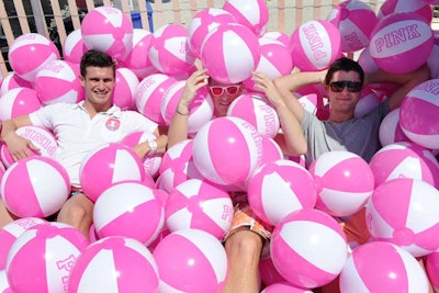 Stars of MTV's The Buried Life found themselves buried in Pink-branded beach balls.