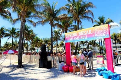 The entrance to the event in Miami Beach's Lummus Park showcased the dominant color and theme: pink.