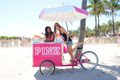 The party's hosts, Victoria's Secret Pink models Chanel Iman and Behati Prinsloo, took charge of a refreshment cart.