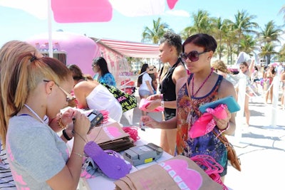 The featured merchandise was beach gear, including flip-flops, swimsuits, and cover-ups.