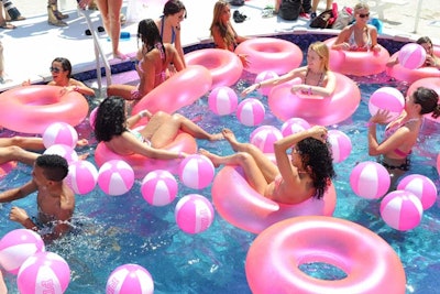 Guests got into the spring break theme by cooling off in the party's on-site pool.