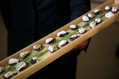 Passed hors d'oeuvres included figs stuffed with goat cheese.
