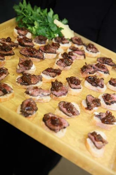 Well Dunn Catering served beef and onion sliced on French bread as part of the evening’s hors d'oeuvres.