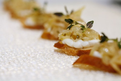 This deceptively simple little chevre and fennel crostini was made sublime by baby thyme. It was created by Australian chef Peter Evans, who serves as the inaugural chef for Creative Edge's Culinary Council.