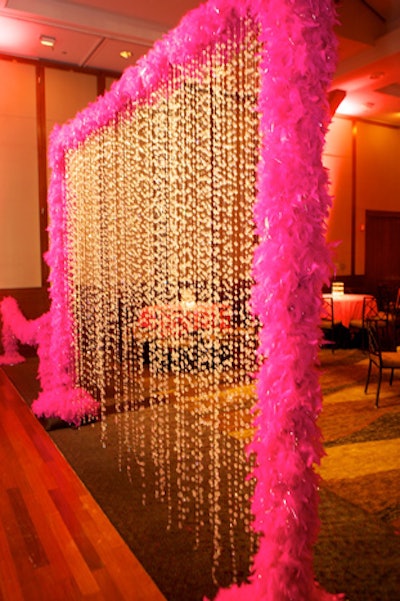 At the premiere party for Priscilla, Queen of the Desert, this feather and crystal chandelier divided the lounge from the larger party area. But somehow it was a little dinky and didn't mask the corporate boardroom feel of the site.