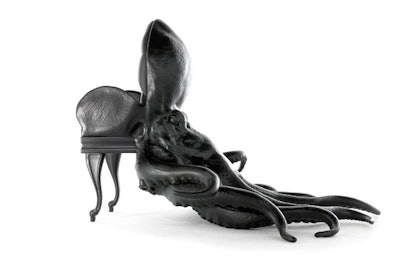 The octopus chair is the first piece in Spanish artist Maximo Riera’s Animal Chair collection. Riera spent three years designing the piece, using advanced technology and variety of manufacturers to give the chair, made of compressed foam, lifelike shape and texture.