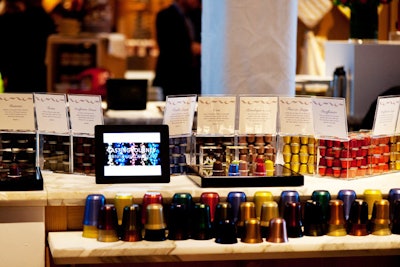 The capsules used in the coffee machine are also colorful and were used in the displays at the event.