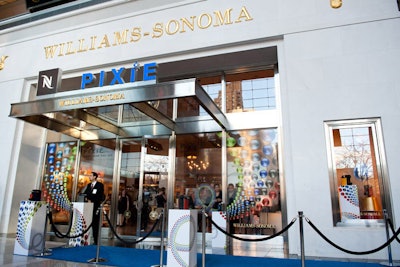 Rather than covering existing Williams-Sonoma signage, the event's creative team created a co-branded look by adding details like a Pixie sign, decals, and window displays.
