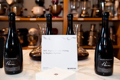 Nespresso's coffee sommelier Stephen Asprinio guided guests through a pairing of Jean Foillard's 2007 Fleurie Beaujolais Cru and Nespresso's 'onirio' blend.