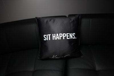 Pillows added to the comfy setting and also held funny sayings.