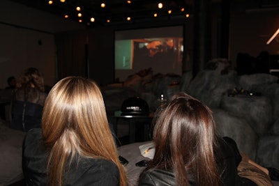 Giant microsuede bean bags served as the seating for the movie screening.