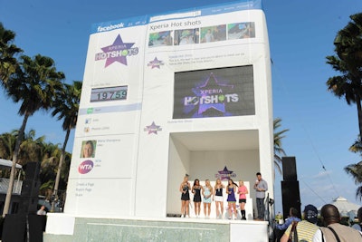 Sony Ericsson launched its new Web-based show, Xperia Hot Shots, in Miami with a 36-foot-tall Facebook page that also served as a stage for the show's stars and Sony Ericsson brand ambassador Maria Sharapova.