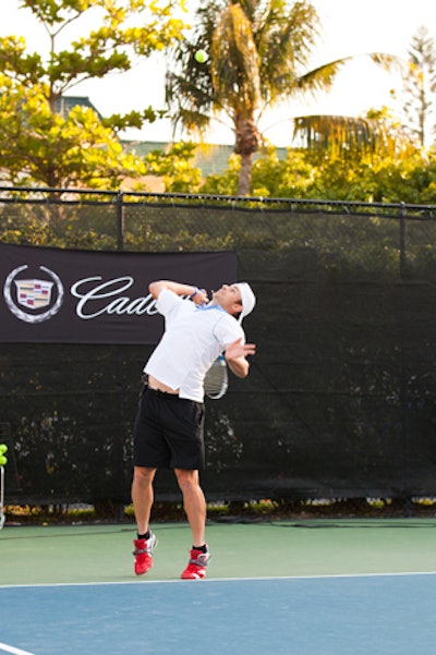 Andy Roddick showed off his serve at the Cliff Drysdale Tennis Center at the Ritz-Carlton Key Biscayne.