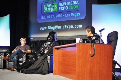 A panel on liveblogging for TV shows at BlogWorld.