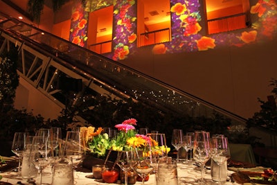 Projections on the walls during dinner conjured the look of a Napa Valley experience.