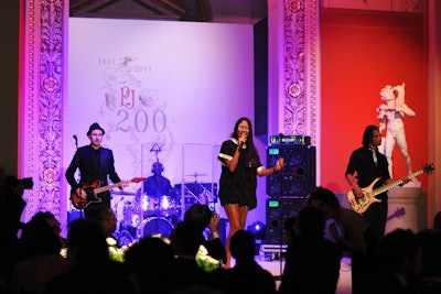 As dinner concluded, part of the walls lifted to reveal English singer and rising pop star V.V. Brown, who entertained guests with a live performance.