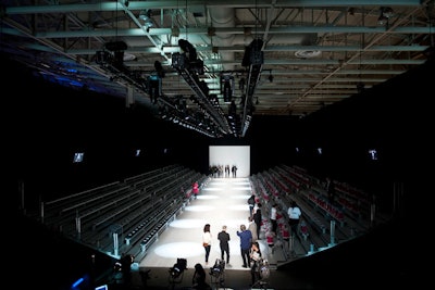 The main runway space featured a white wooden floor and seating for 1,000.