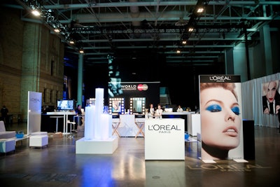 A set-up from sponsor L'Oreal offered touch-ups.