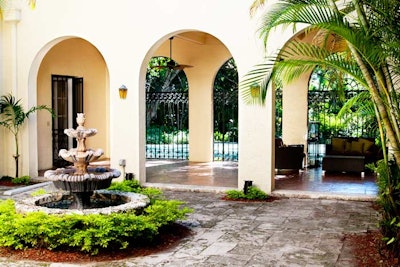 The fountain and courtyard are the focal point of the property.